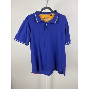 Robert Graham Mens XL Blue Purple Cotton Short Sleeve Paisley Trim Polo Shirt